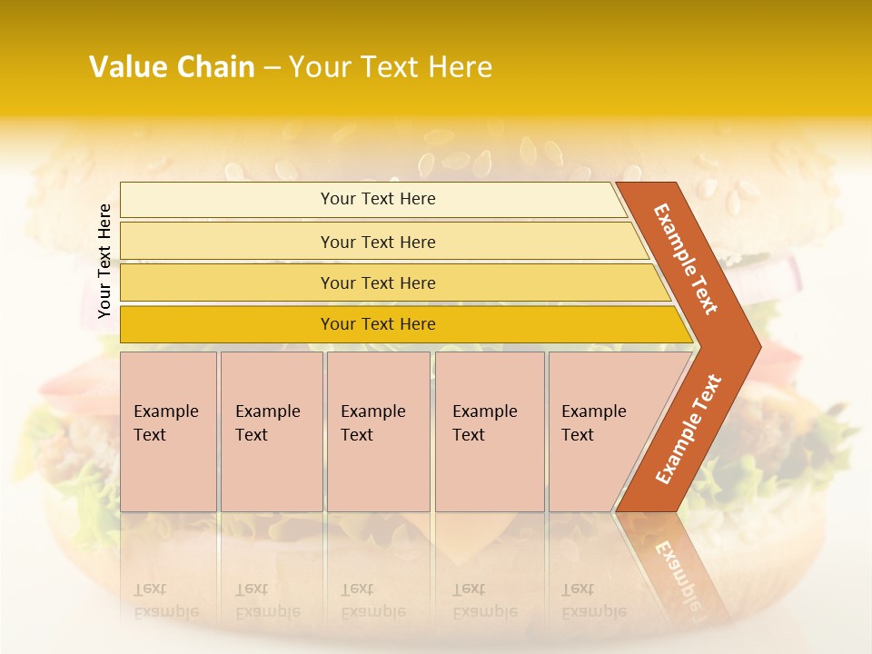 A Cheeseburger With Lettuce, Tomato, Onion And Tomato Slices PowerPoint Template