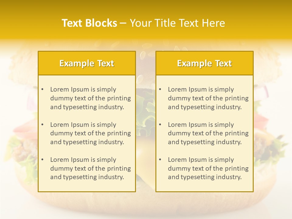 A Cheeseburger With Lettuce, Tomato, Onion And Tomato Slices PowerPoint Template