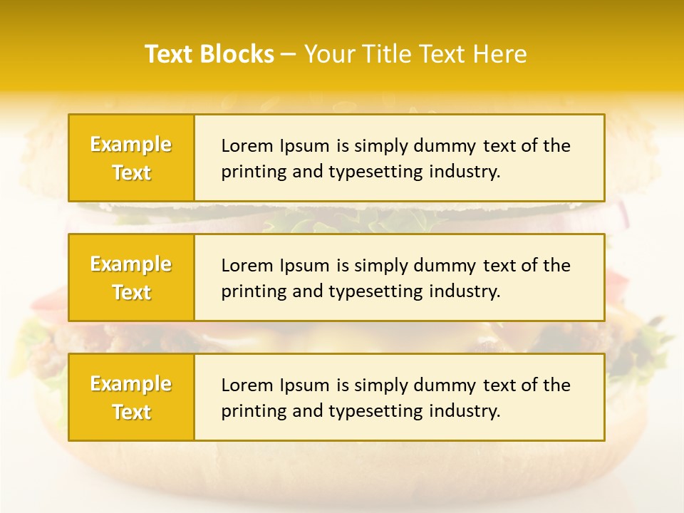 A Cheeseburger With Lettuce, Tomato, Onion And Tomato Slices PowerPoint Template
