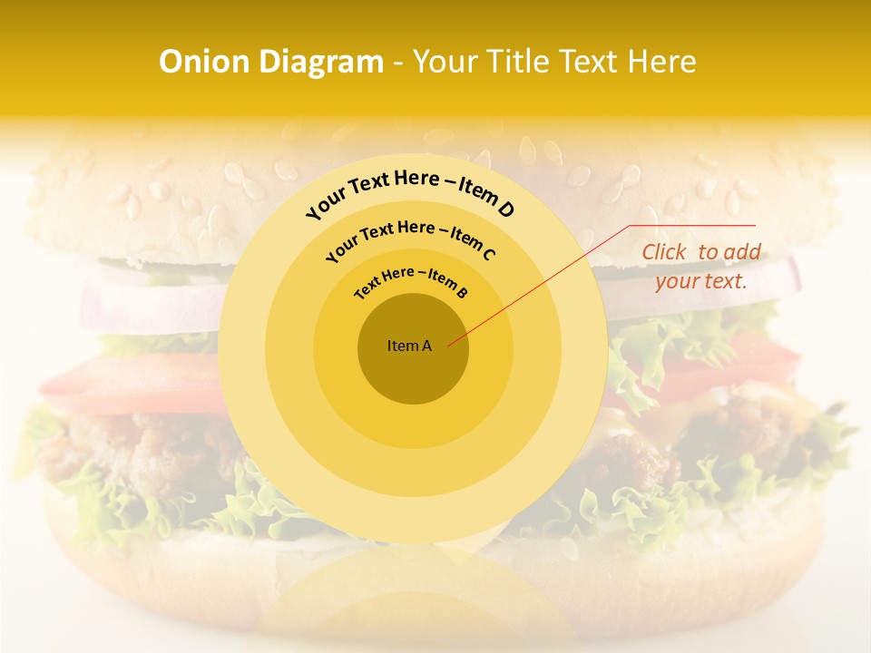 A Cheeseburger With Lettuce, Tomato, Onion And Tomato Slices PowerPoint Template