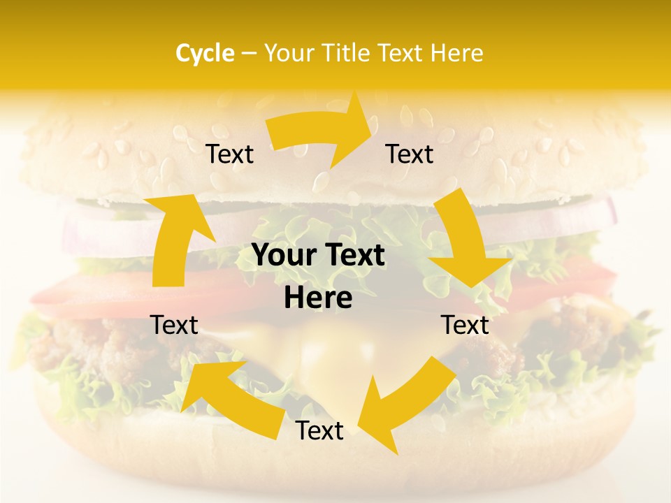 A Cheeseburger With Lettuce, Tomato, Onion And Tomato Slices PowerPoint Template