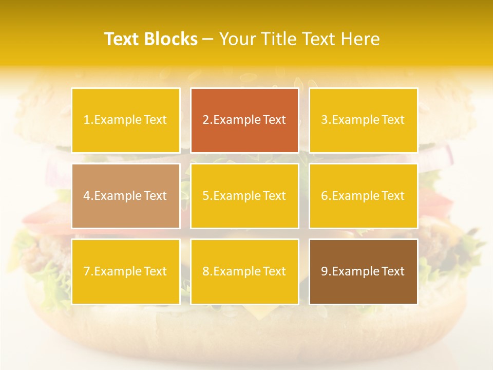 A Cheeseburger With Lettuce, Tomato, Onion And Tomato Slices PowerPoint Template