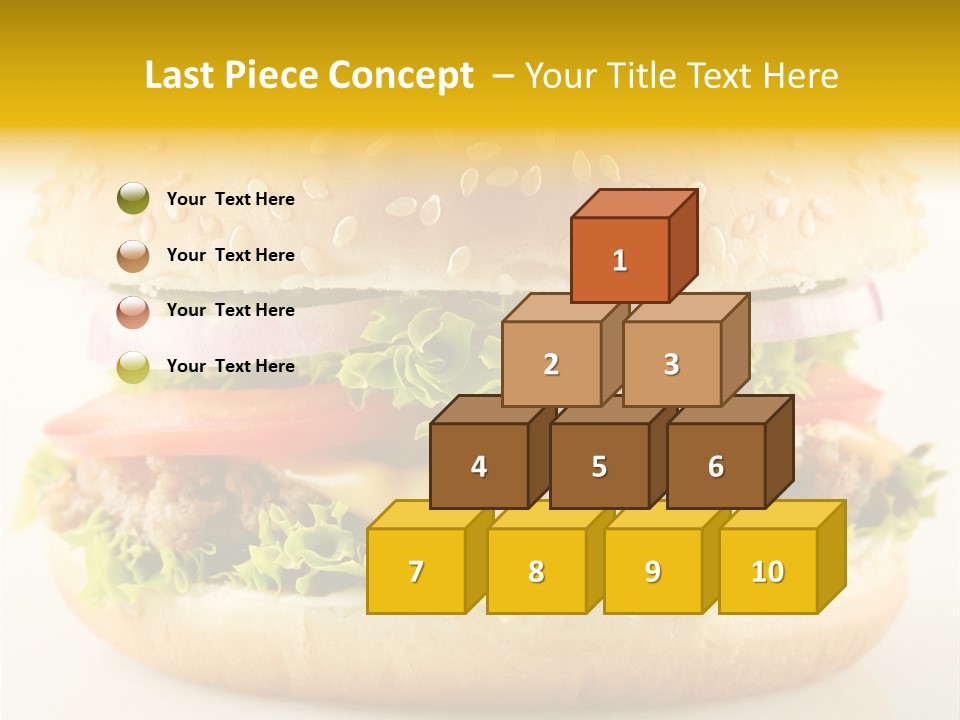 A Cheeseburger With Lettuce, Tomato, Onion And Tomato Slices PowerPoint Template