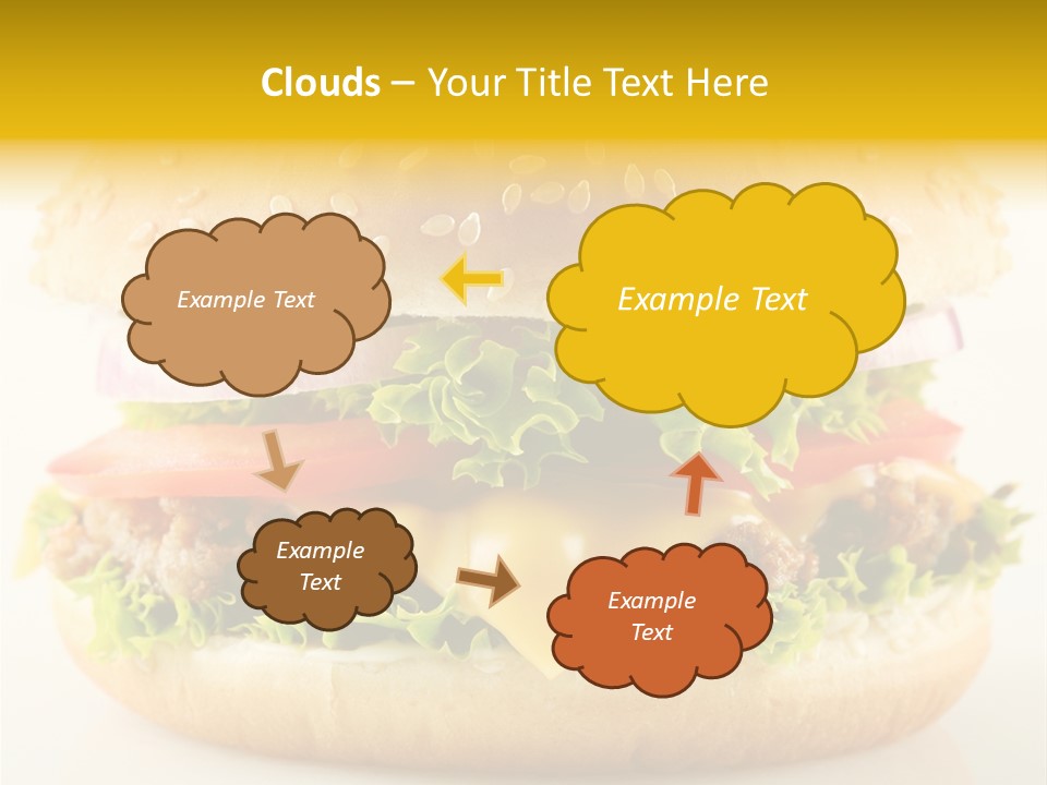 A Cheeseburger With Lettuce, Tomato, Onion And Tomato Slices PowerPoint Template
