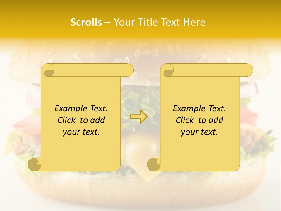 A Cheeseburger With Lettuce, Tomato, Onion And Tomato Slices PowerPoint Template