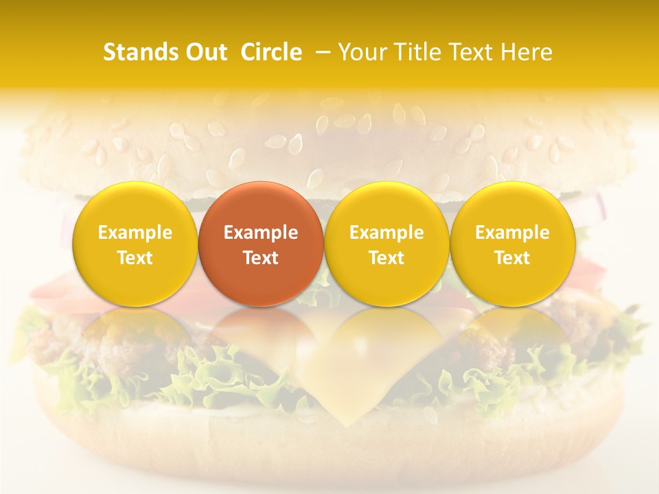 A Cheeseburger With Lettuce, Tomato, Onion And Tomato Slices PowerPoint Template