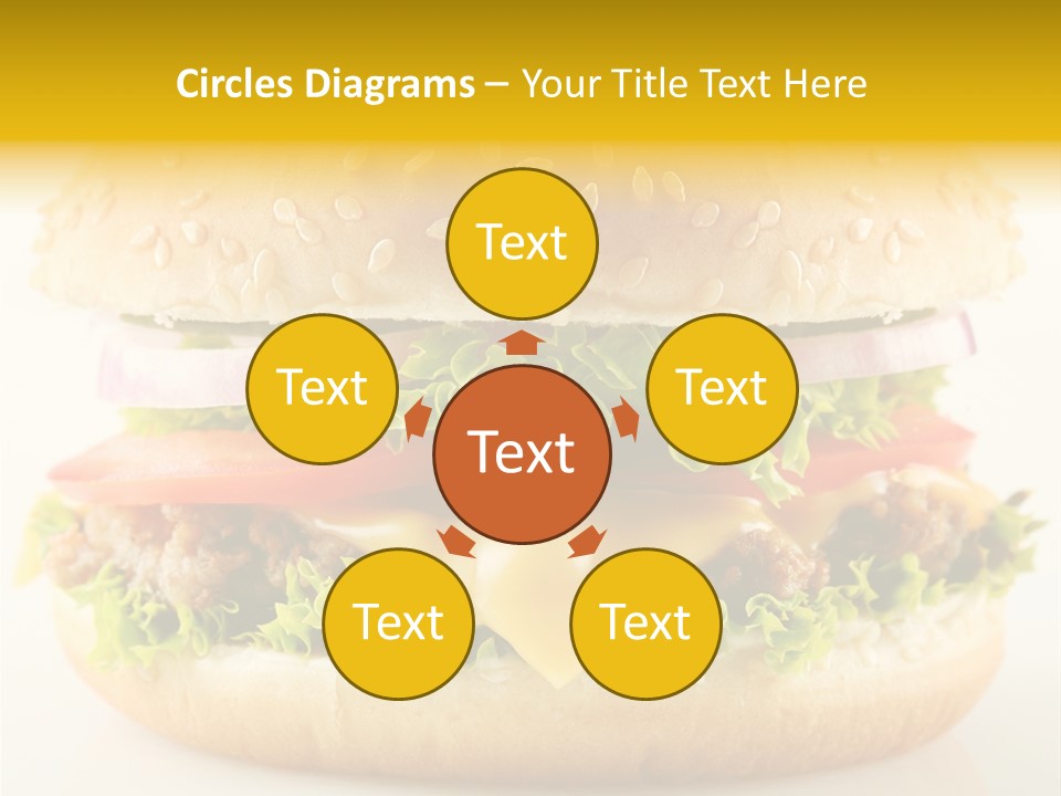 A Cheeseburger With Lettuce, Tomato, Onion And Tomato Slices PowerPoint Template