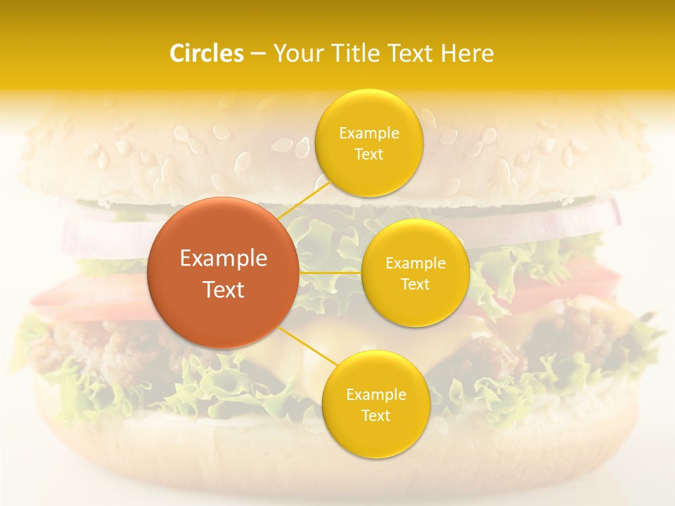 A Cheeseburger With Lettuce, Tomato, Onion And Tomato Slices PowerPoint Template