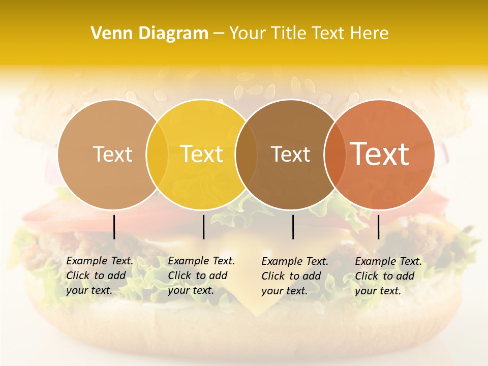A Cheeseburger With Lettuce, Tomato, Onion And Tomato Slices PowerPoint Template