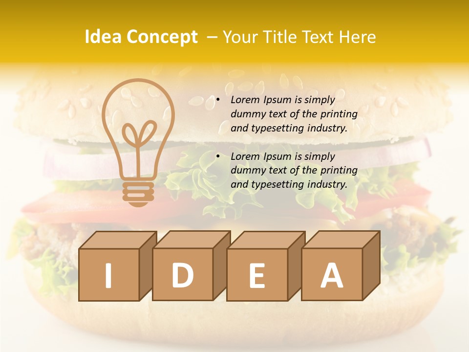 A Cheeseburger With Lettuce, Tomato, Onion And Tomato Slices PowerPoint Template