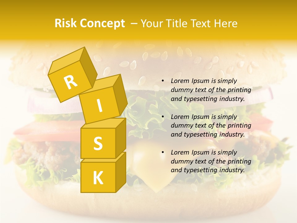 A Cheeseburger With Lettuce, Tomato, Onion And Tomato Slices PowerPoint Template