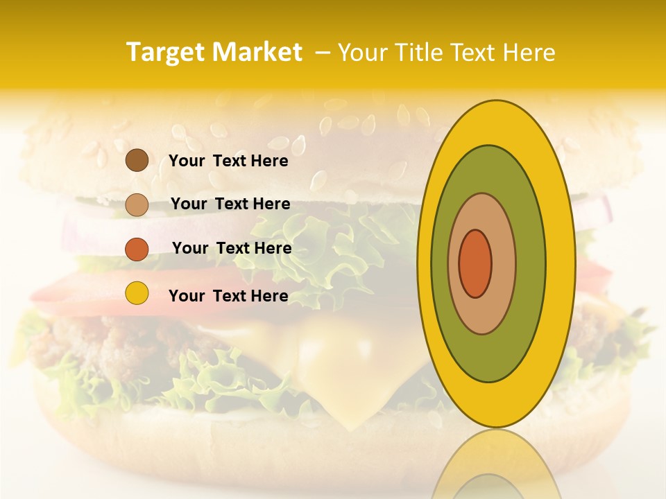 A Cheeseburger With Lettuce, Tomato, Onion And Tomato Slices PowerPoint Template