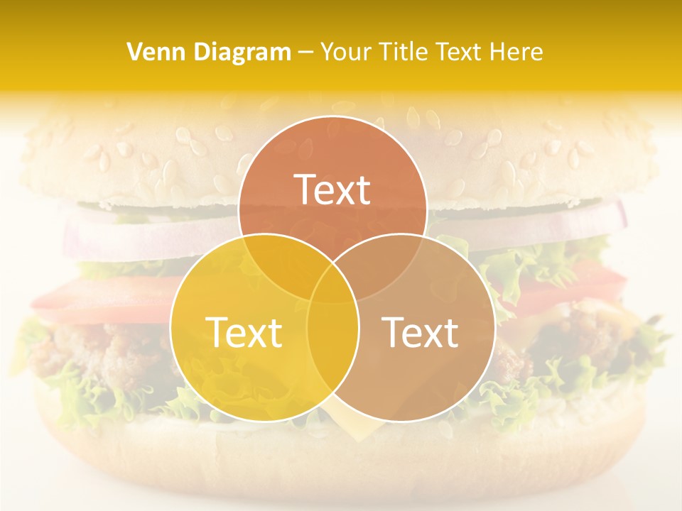 A Cheeseburger With Lettuce, Tomato, Onion And Tomato Slices PowerPoint Template