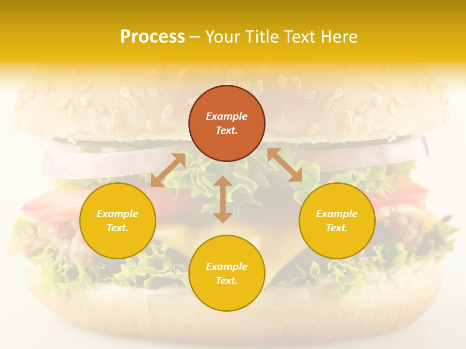 A Cheeseburger With Lettuce, Tomato, Onion And Tomato Slices PowerPoint Template