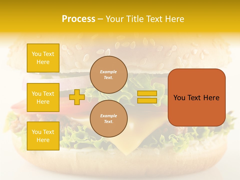 A Cheeseburger With Lettuce, Tomato, Onion And Tomato Slices PowerPoint Template
