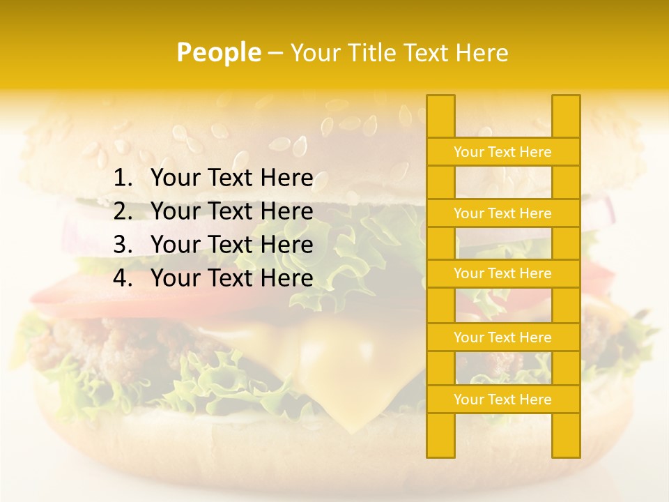 A Cheeseburger With Lettuce, Tomato, Onion And Tomato Slices PowerPoint Template