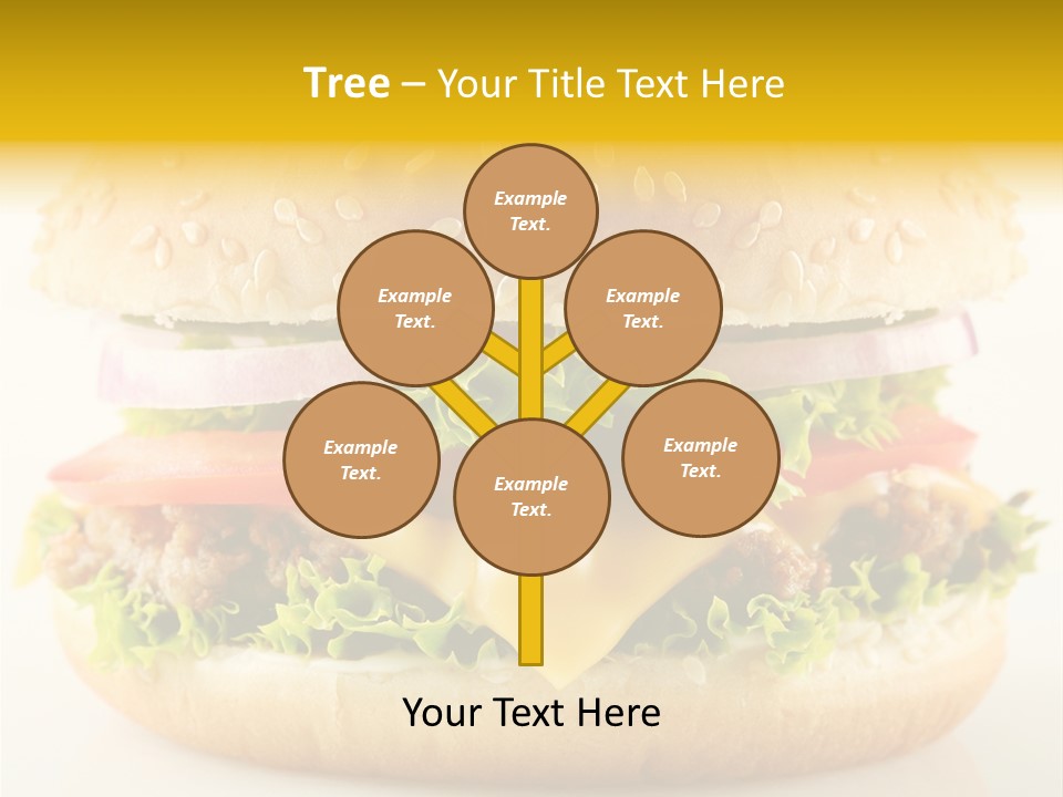 A Cheeseburger With Lettuce, Tomato, Onion And Tomato Slices PowerPoint Template