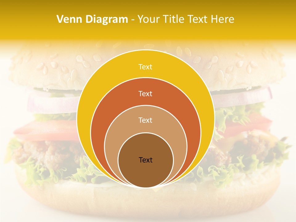 A Cheeseburger With Lettuce, Tomato, Onion And Tomato Slices PowerPoint Template