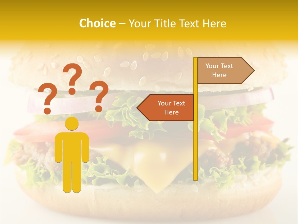 A Cheeseburger With Lettuce, Tomato, Onion And Tomato Slices PowerPoint Template