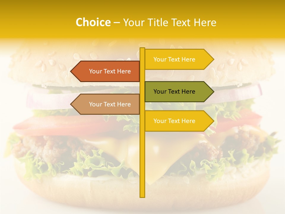 A Cheeseburger With Lettuce, Tomato, Onion And Tomato Slices PowerPoint Template