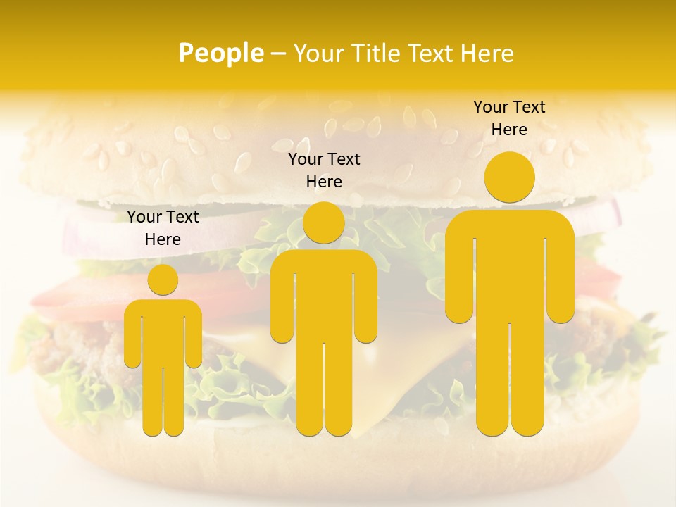 A Cheeseburger With Lettuce, Tomato, Onion And Tomato Slices PowerPoint Template