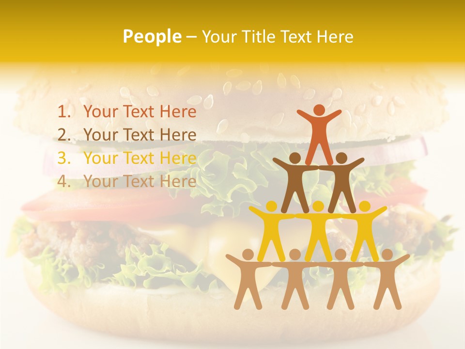 A Cheeseburger With Lettuce, Tomato, Onion And Tomato Slices PowerPoint Template