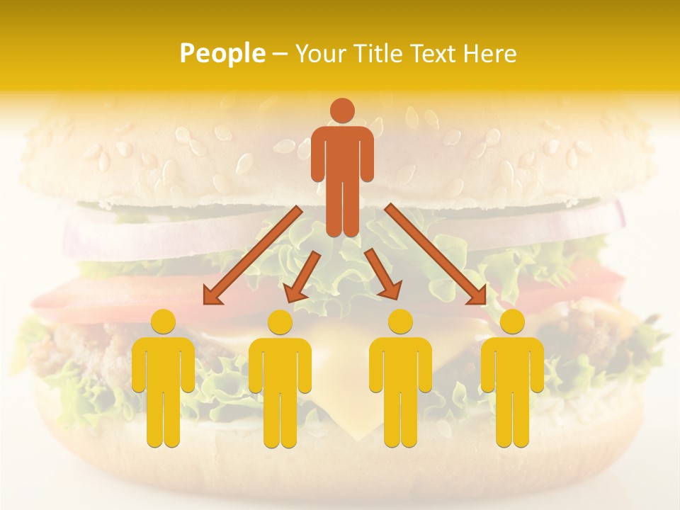A Cheeseburger With Lettuce, Tomato, Onion And Tomato Slices PowerPoint Template
