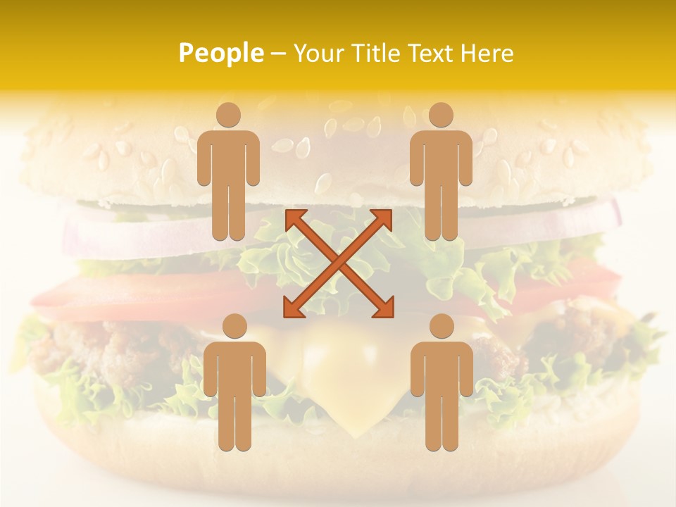 A Cheeseburger With Lettuce, Tomato, Onion And Tomato Slices PowerPoint Template