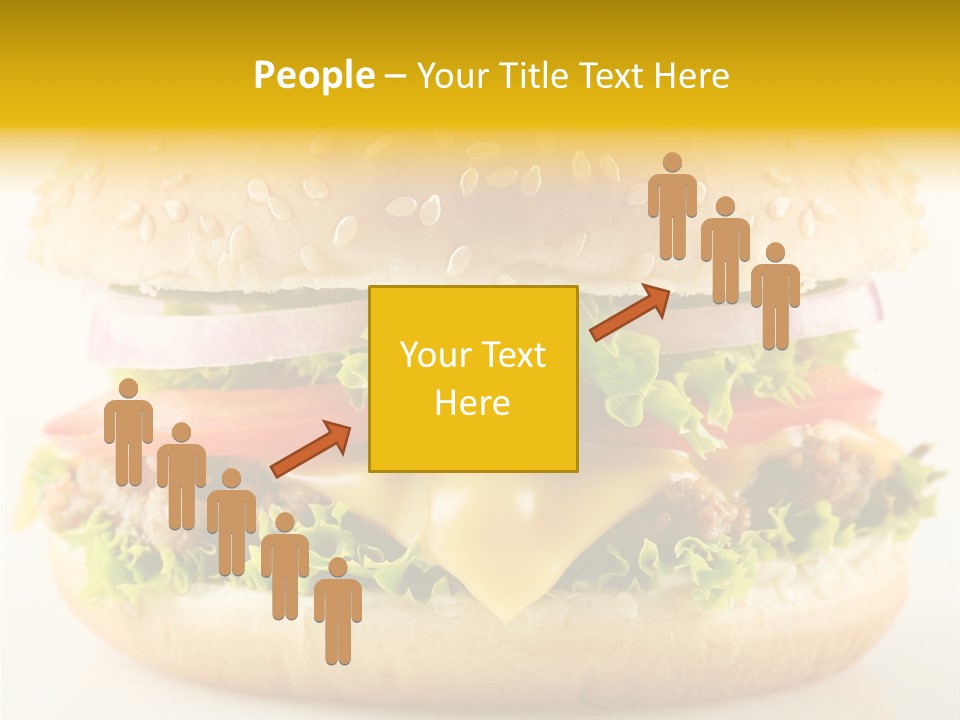 A Cheeseburger With Lettuce, Tomato, Onion And Tomato Slices PowerPoint Template