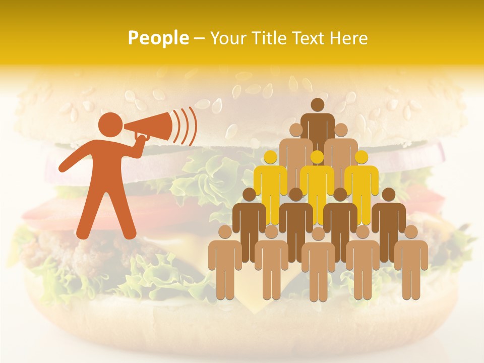 A Cheeseburger With Lettuce, Tomato, Onion And Tomato Slices PowerPoint Template