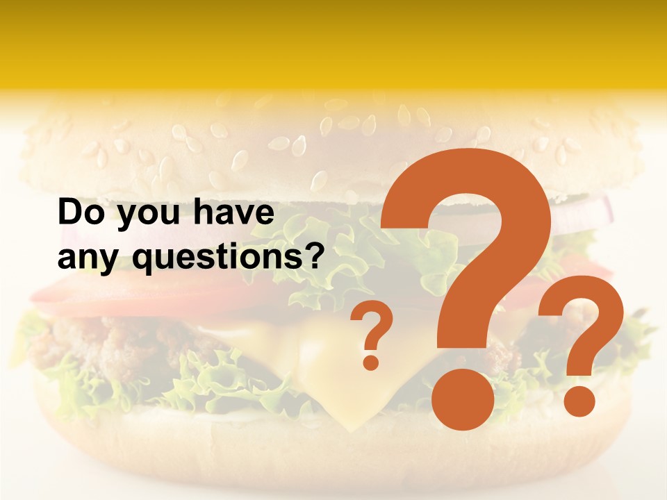 A Cheeseburger With Lettuce, Tomato, Onion And Tomato Slices PowerPoint Template