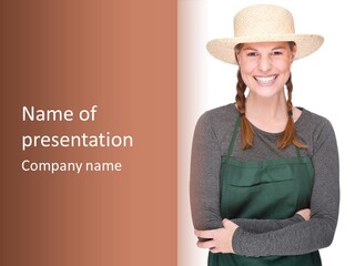 A Woman Wearing An Apron And A Hat PowerPoint Template