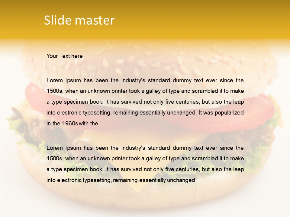A Cheeseburger With Tomatoes And Lettuce On A Bun PowerPoint Template