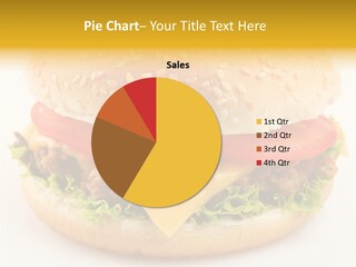 A Cheeseburger With Tomatoes And Lettuce On A Bun PowerPoint Template