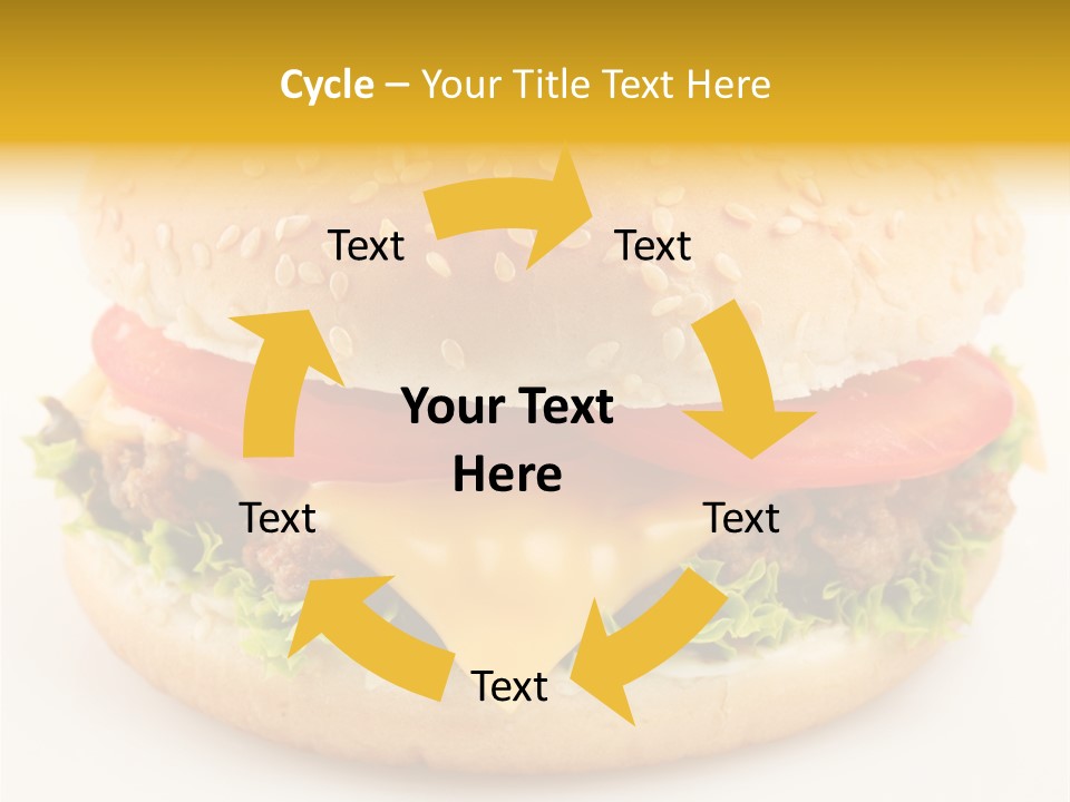 A Cheeseburger With Tomatoes And Lettuce On A Bun PowerPoint Template