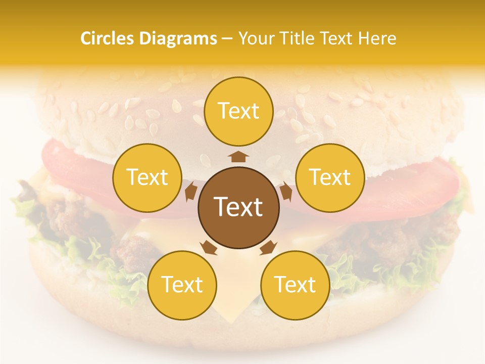 A Cheeseburger With Tomatoes And Lettuce On A Bun PowerPoint Template