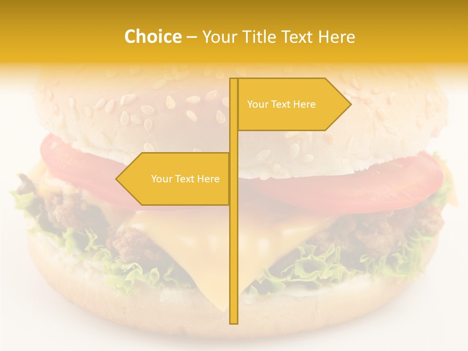 A Cheeseburger With Tomatoes And Lettuce On A Bun PowerPoint Template