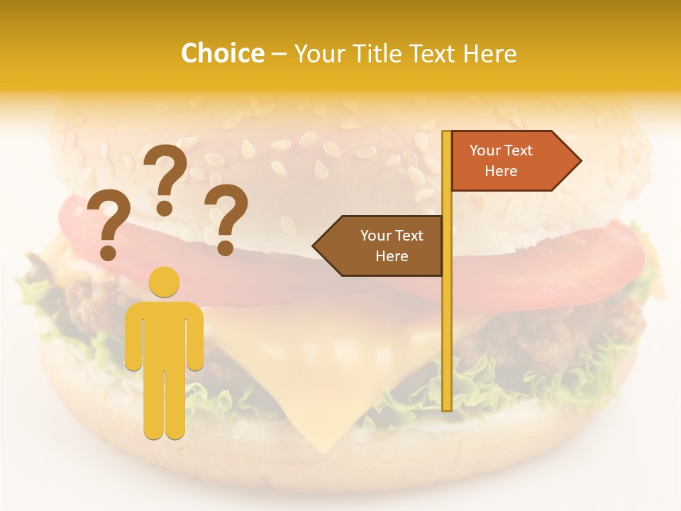 A Cheeseburger With Tomatoes And Lettuce On A Bun PowerPoint Template