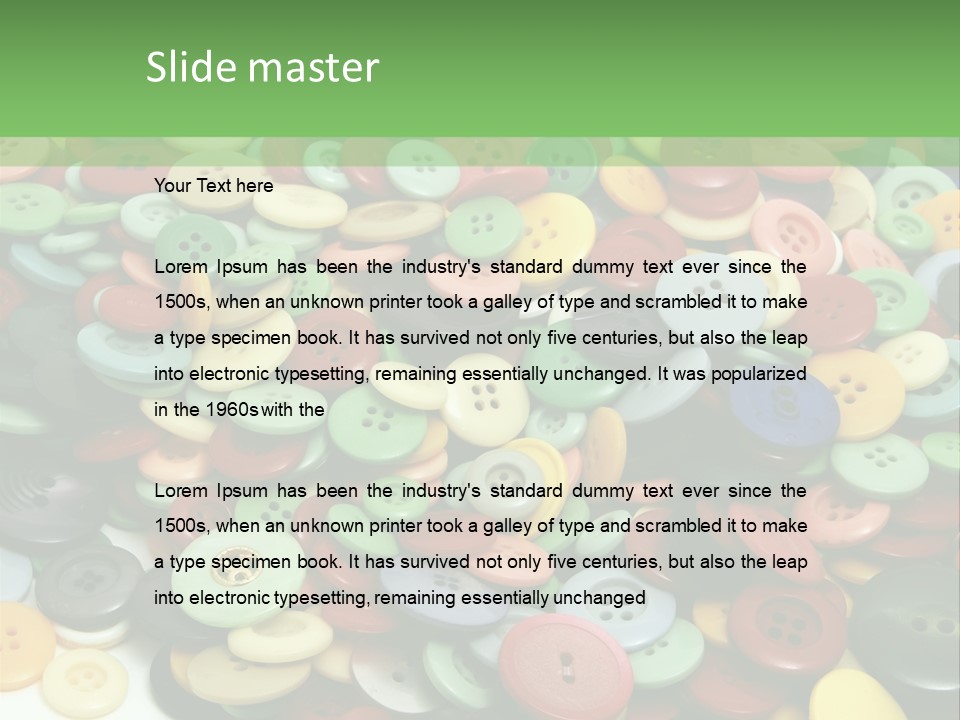 A Pile Of Colorful Buttons On A White Background PowerPoint Template