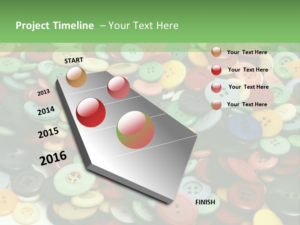 A Pile Of Colorful Buttons On A White Background PowerPoint Template