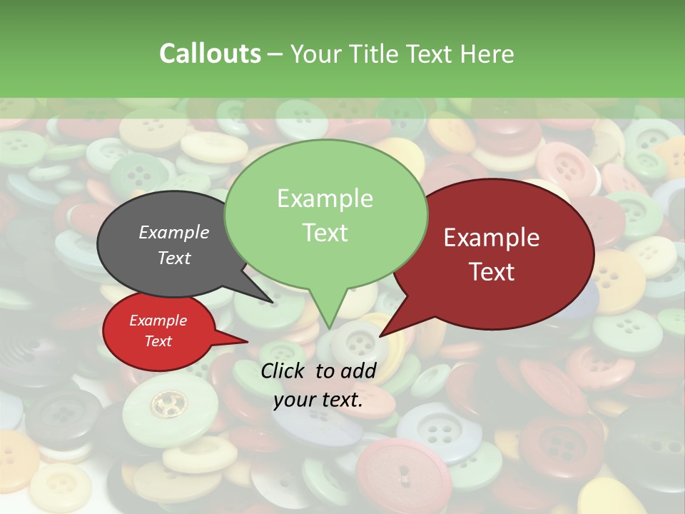 A Pile Of Colorful Buttons On A White Background PowerPoint Template