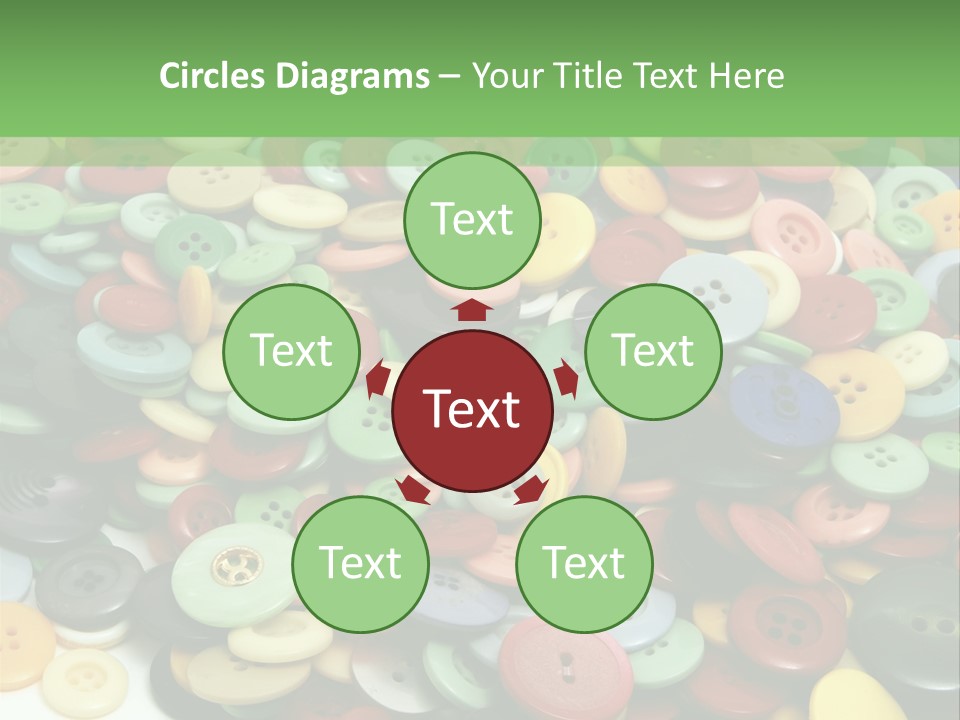 A Pile Of Colorful Buttons On A White Background PowerPoint Template