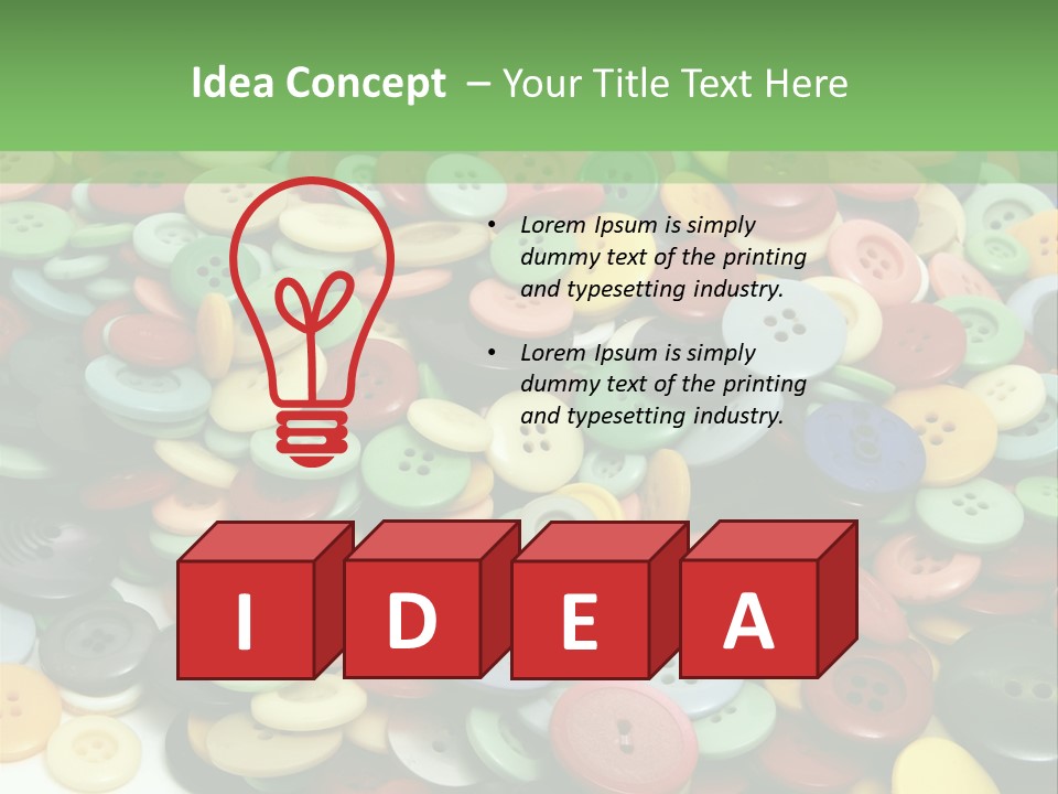 A Pile Of Colorful Buttons On A White Background PowerPoint Template