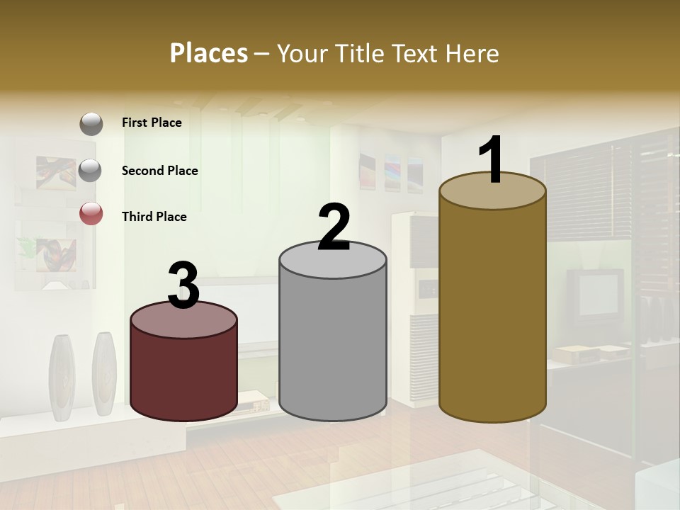 A Living Room With A Television And A Table PowerPoint Template