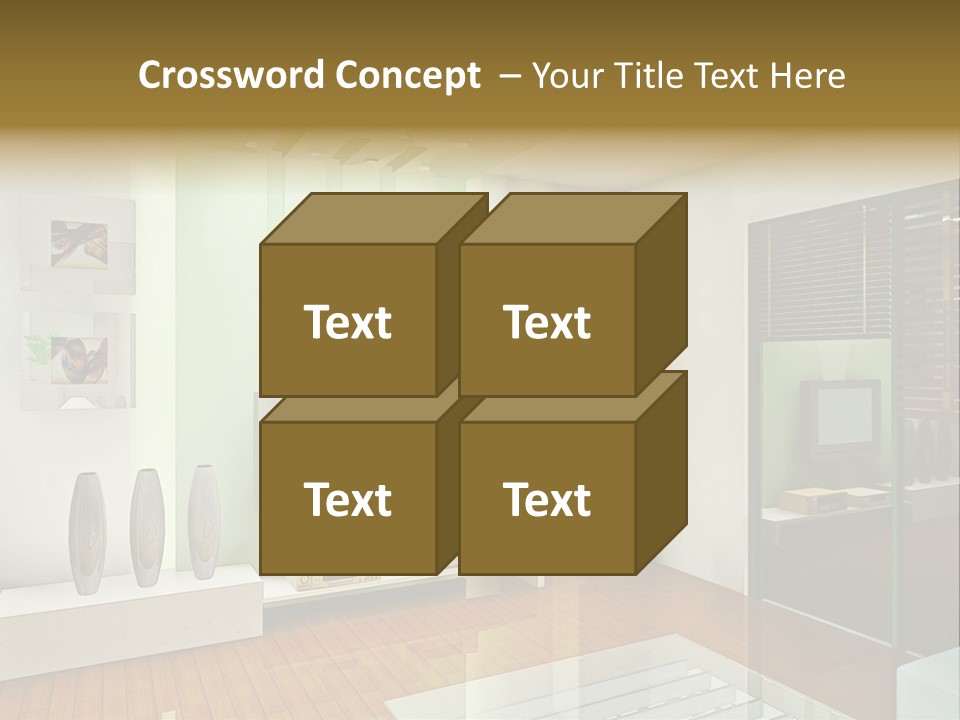 A Living Room With A Television And A Table PowerPoint Template