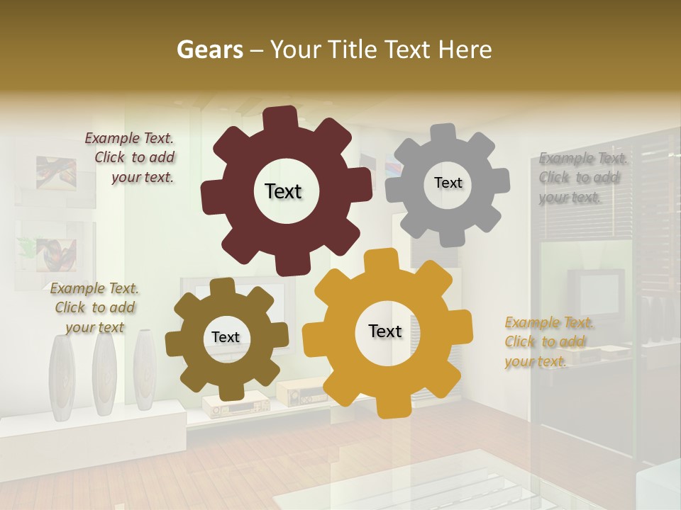 A Living Room With A Television And A Table PowerPoint Template