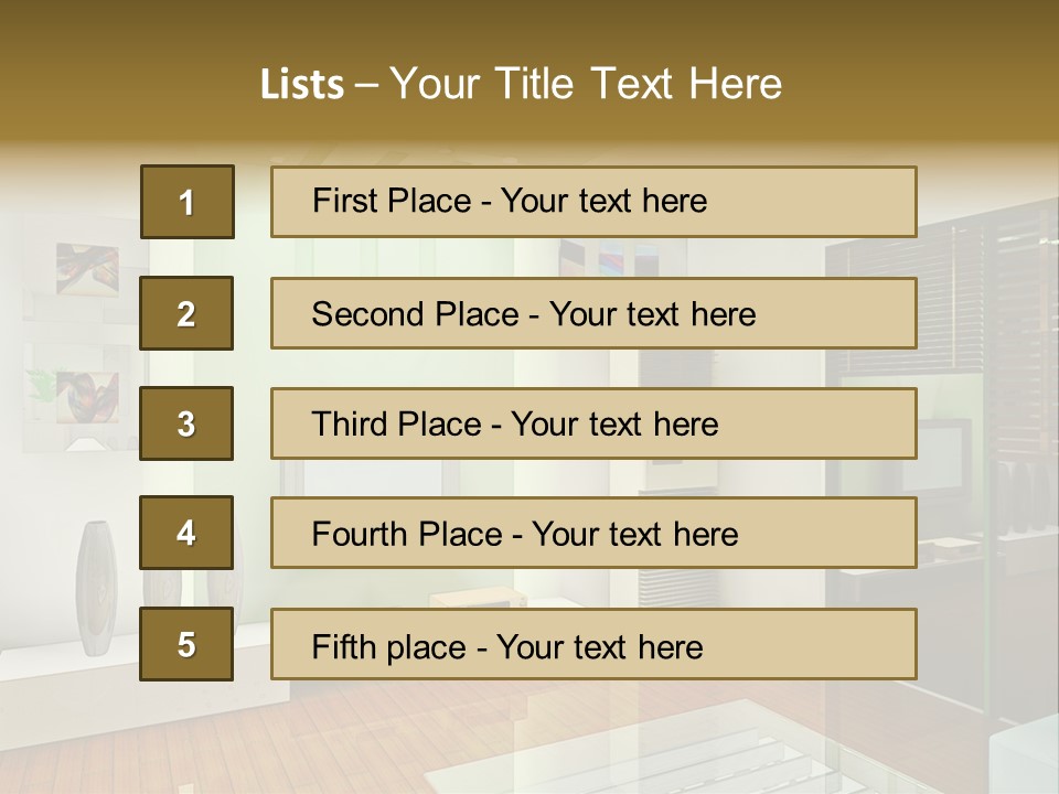 A Living Room With A Television And A Table PowerPoint Template