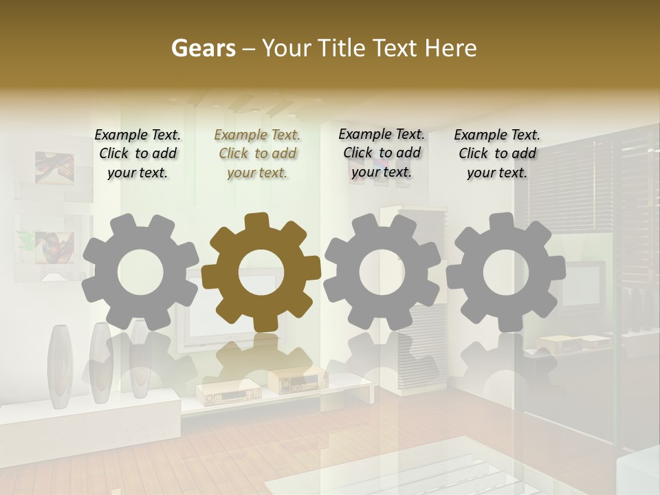 A Living Room With A Television And A Table PowerPoint Template