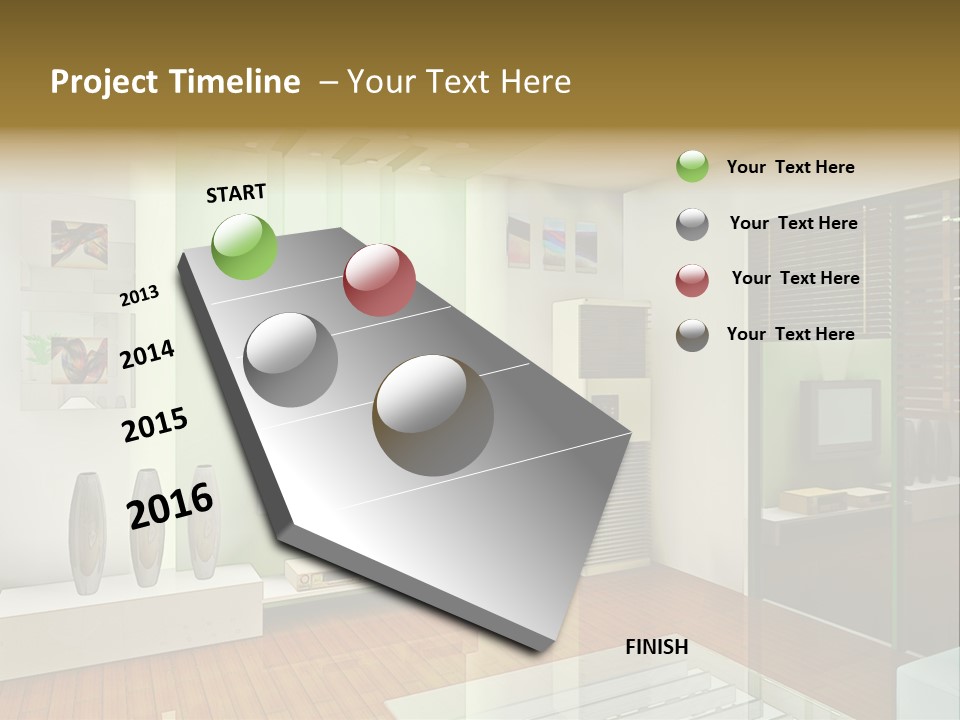 A Living Room With A Television And A Table PowerPoint Template