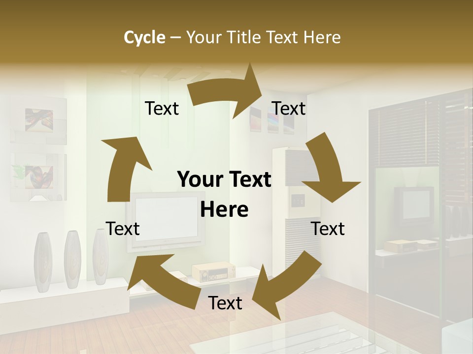 A Living Room With A Television And A Table PowerPoint Template